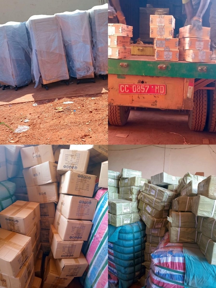 Conteneurs de marchandises stockés pour l’exportation